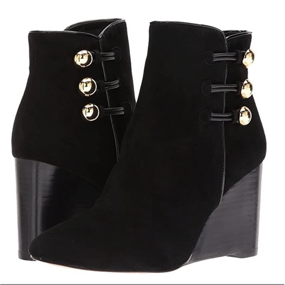 Kate Spade Geraldine Suede Wedge Boots Black Size 8 1/2